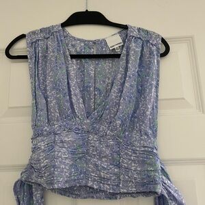 Blue Floral Sleeveless Top